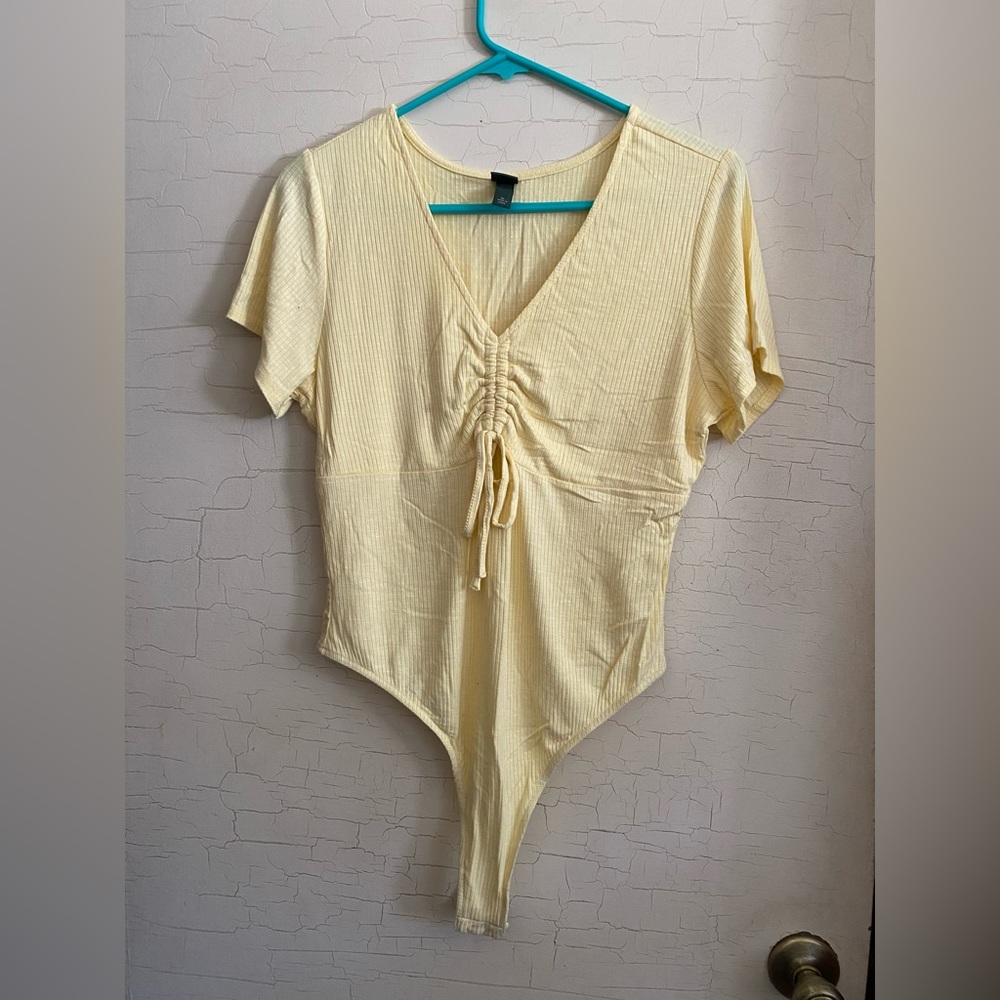 Wild Fable Yellow Ruched Bodysuit Size XL